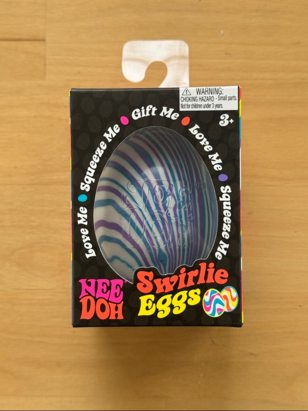 NEE DOH Swirlie Eggs Squeeze Toy - Blue & Purple Marbled Egg